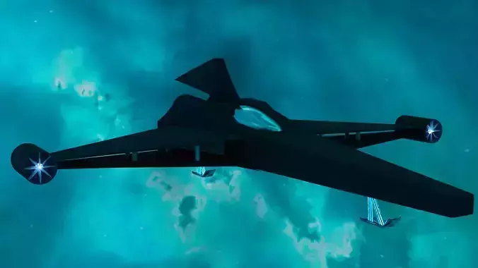 Spaceship flying in sky