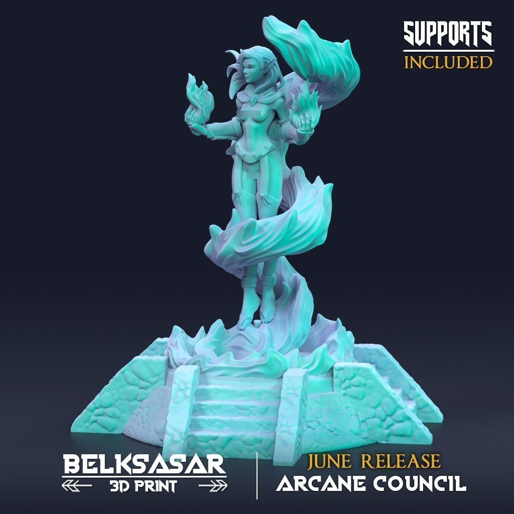 Wizard Azari Flameheart - Normal and Nude 3D print model_3