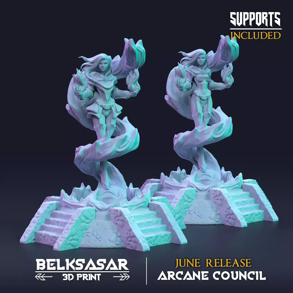 Wizard Azari Flameheart - Normal and Nude 3D print model_0