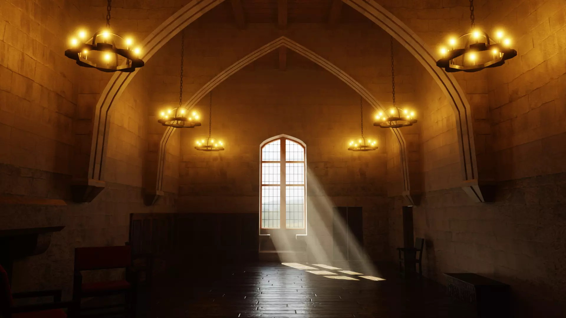 Medieval Castle Interior Low-poly 3D model_0