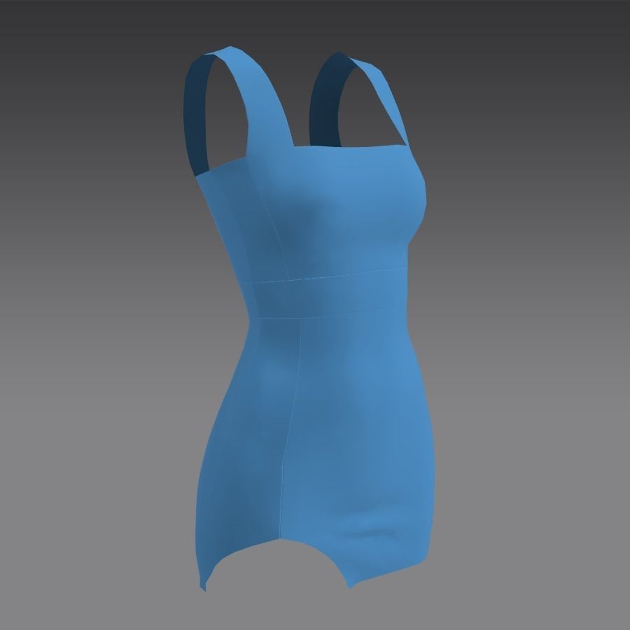 DRESS BABY BLUE MINI SLIT MODERN ELEGANCE LOOK 3D model_1