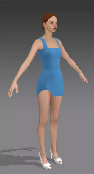 DRESS BABY BLUE MINI SLIT MODERN ELEGANCE LOOK 3D model_0