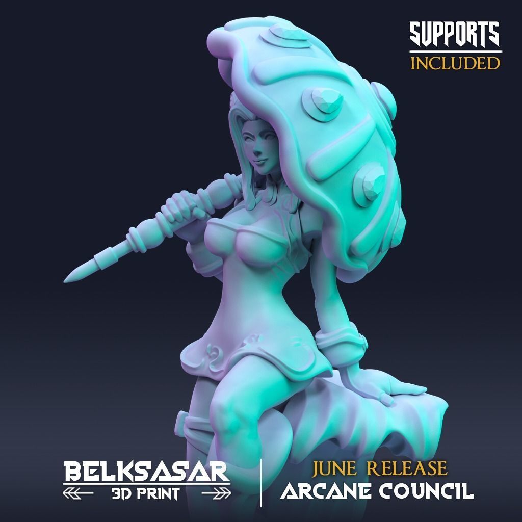 Wizard Pin Up Ilziliel Water Maiden 3D print model_3