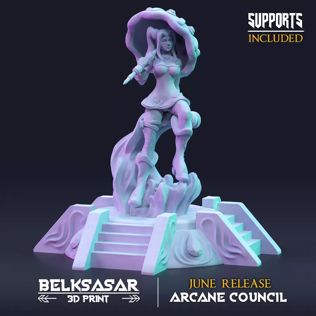 Wizard Pin Up Ilziliel Water Maiden 3D print model_0