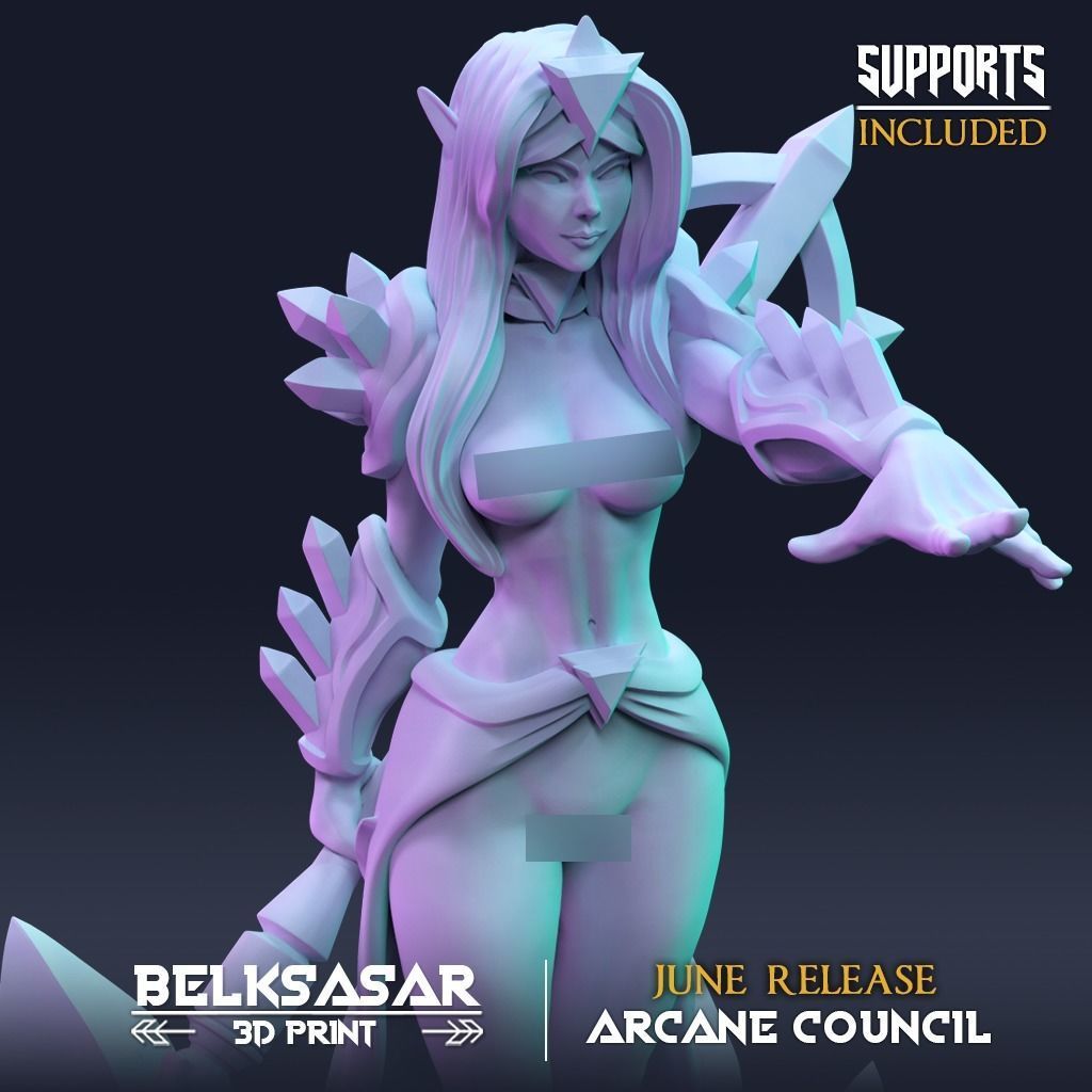Wizard Crystal - Melinith Silvermist Nude and Clothed 3D print model_6
