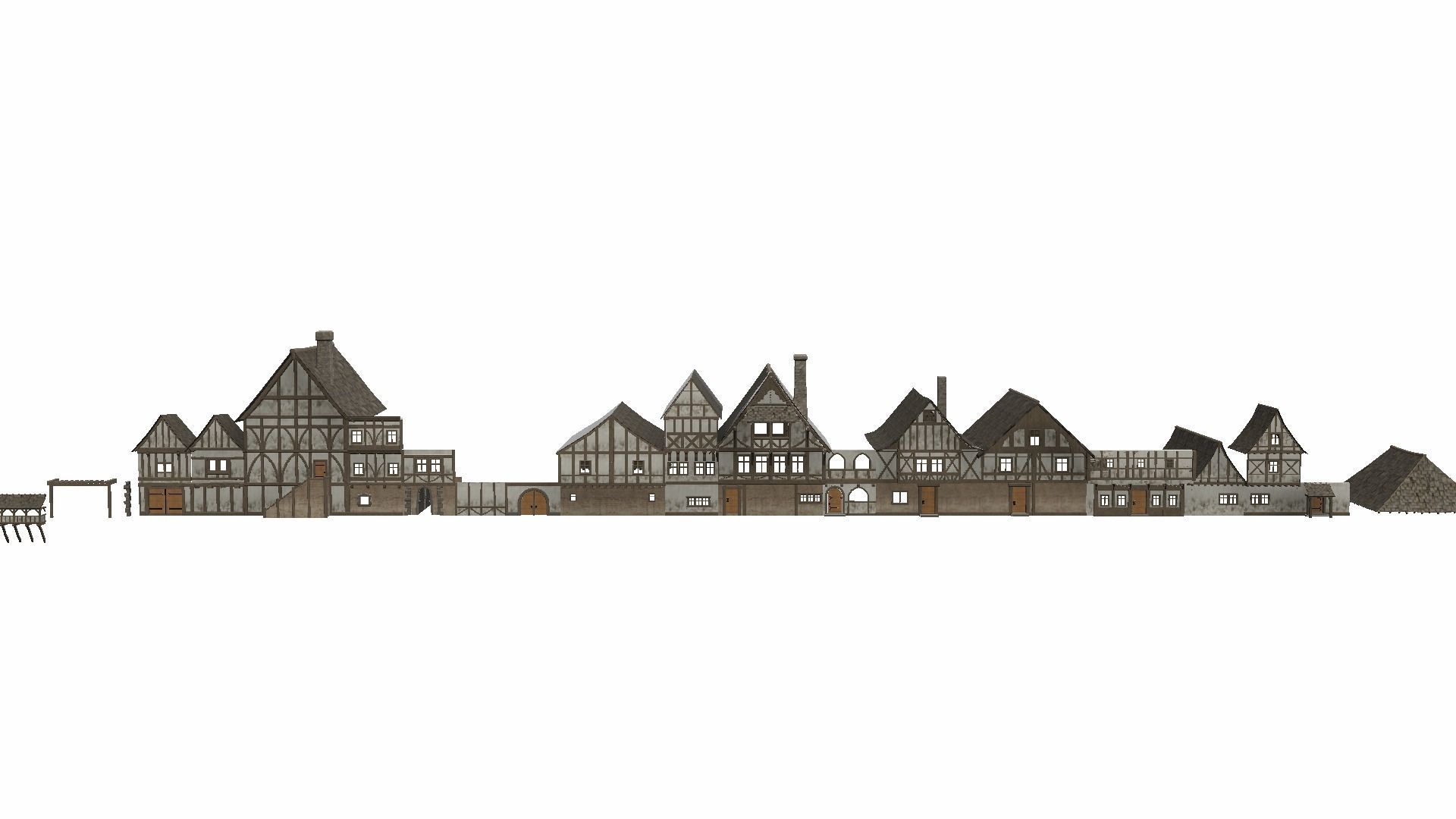 Modular Tudor Walls - Houses Low-poly 3D model_28