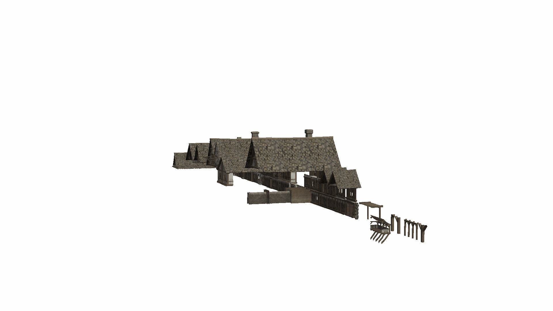 Modular Tudor Walls - Houses Low-poly 3D model_14