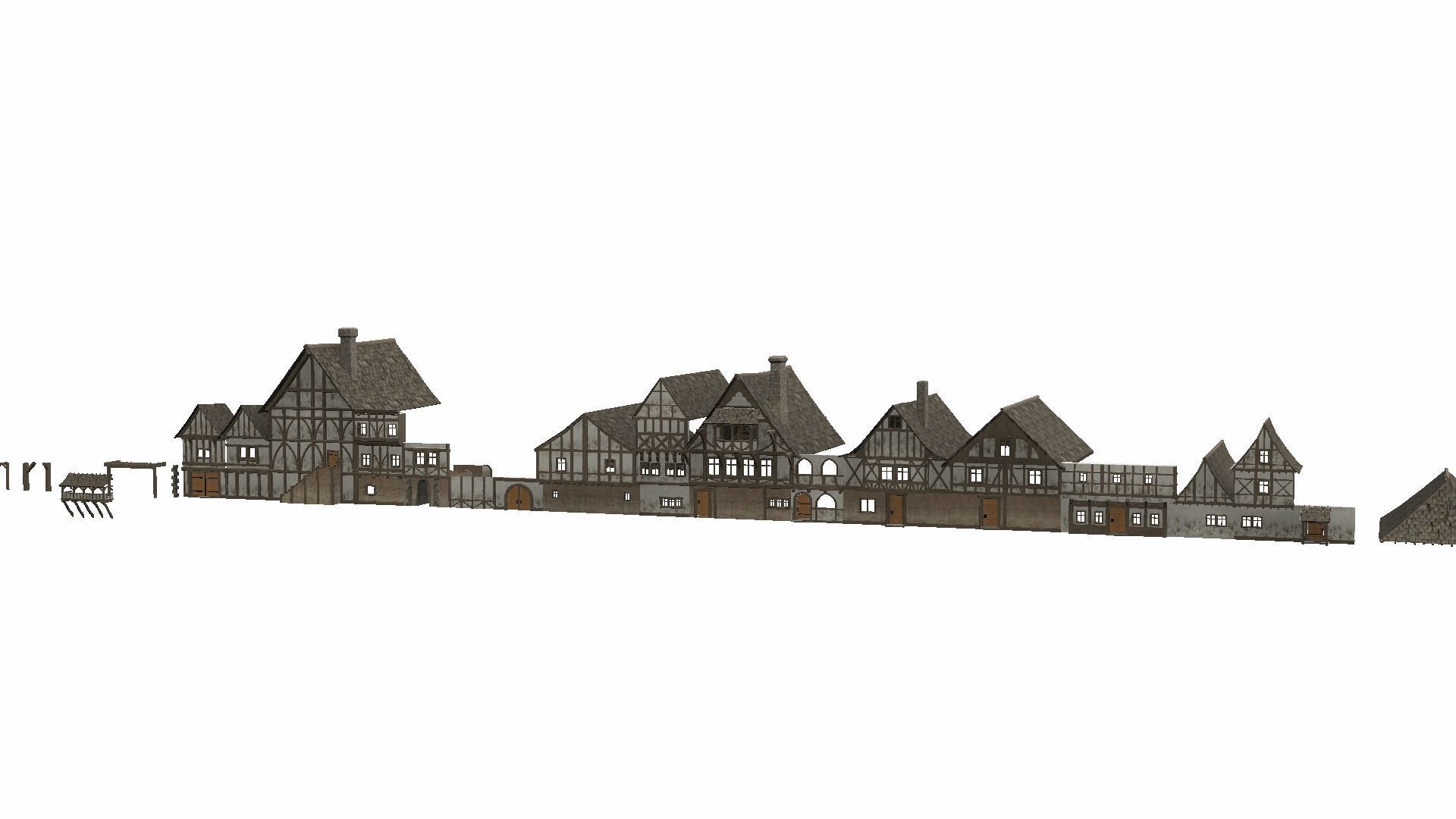 Modular Tudor Walls - Houses Low-poly 3D model_27