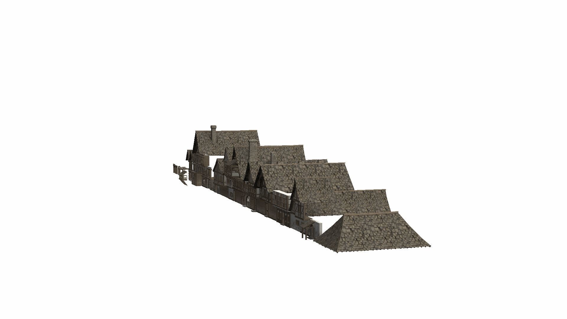 Modular Tudor Walls - Houses Low-poly 3D model_24