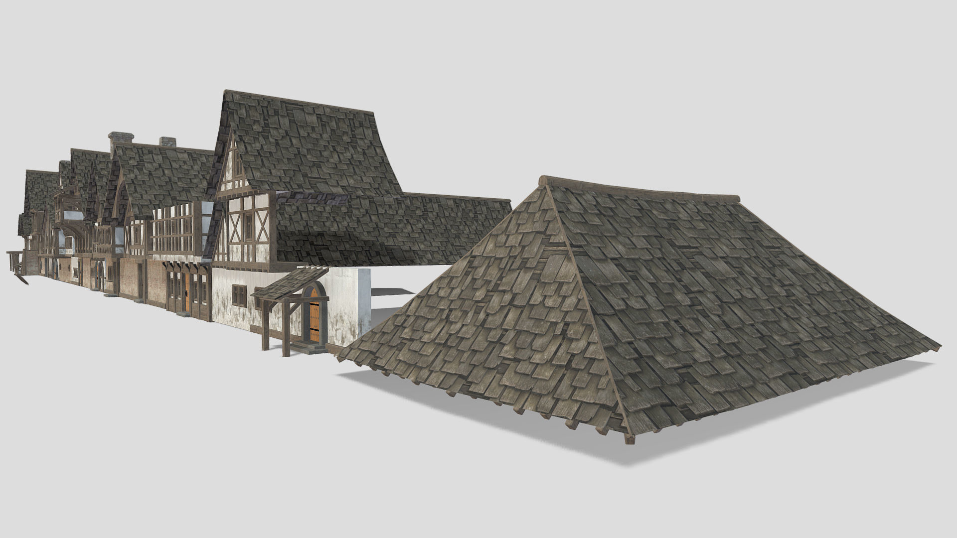 Modular Tudor Walls - Houses Low-poly 3D model_7