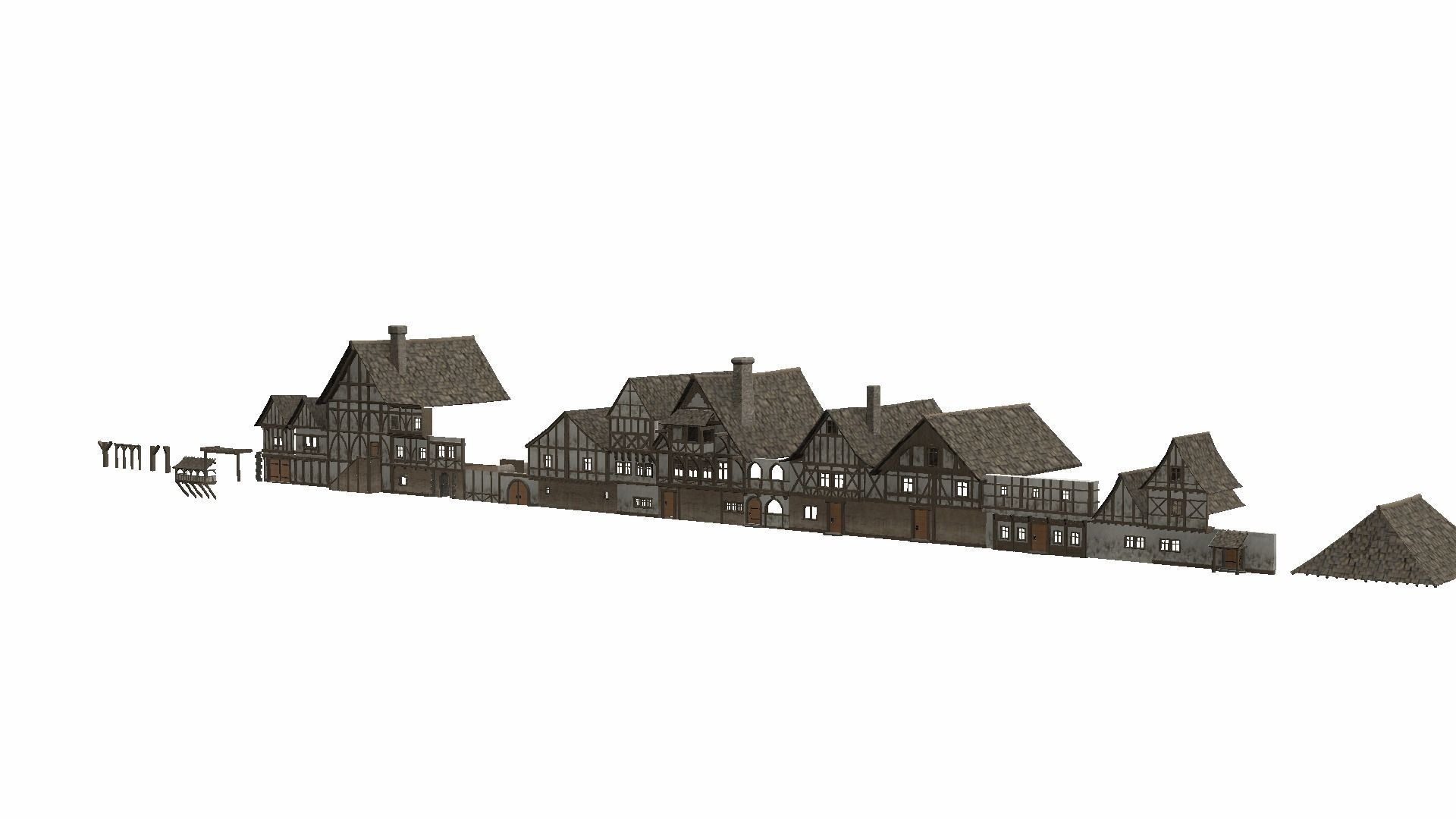 Modular Tudor Walls - Houses Low-poly 3D model_26