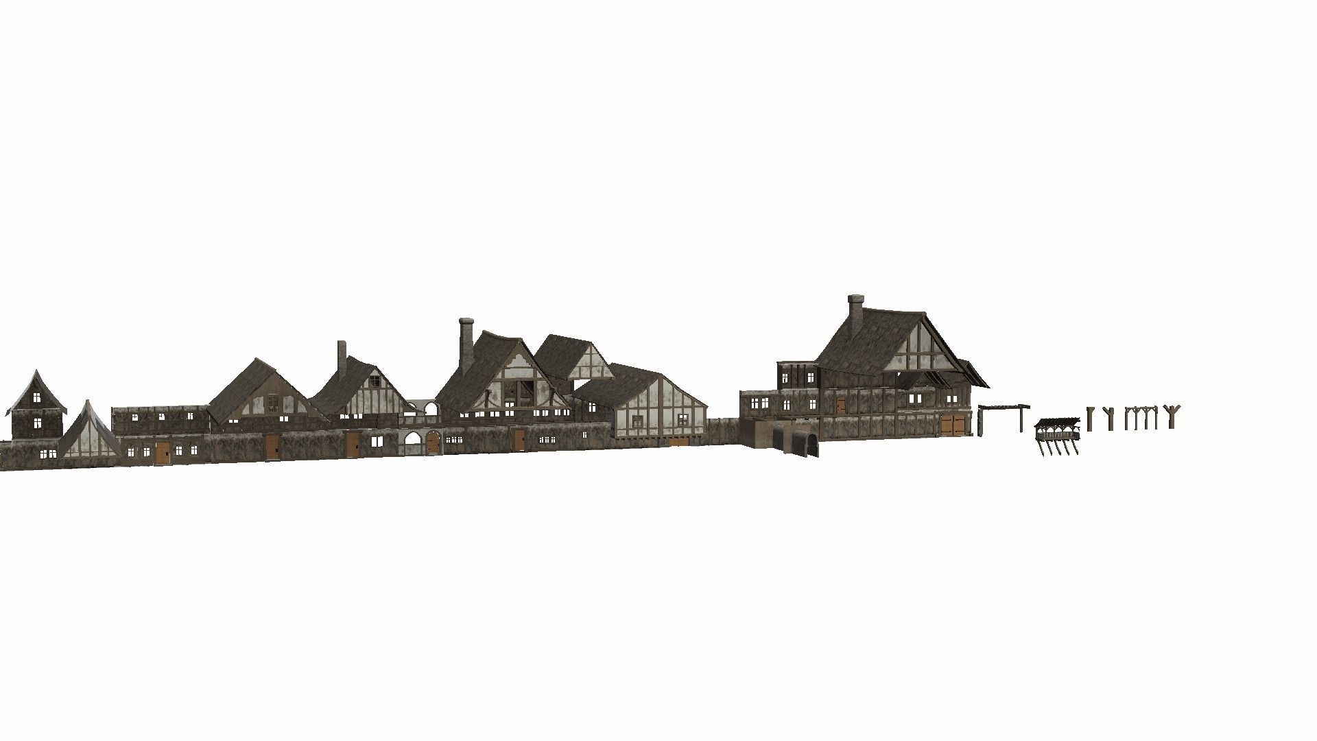 Modular Tudor Walls - Houses Low-poly 3D model_19