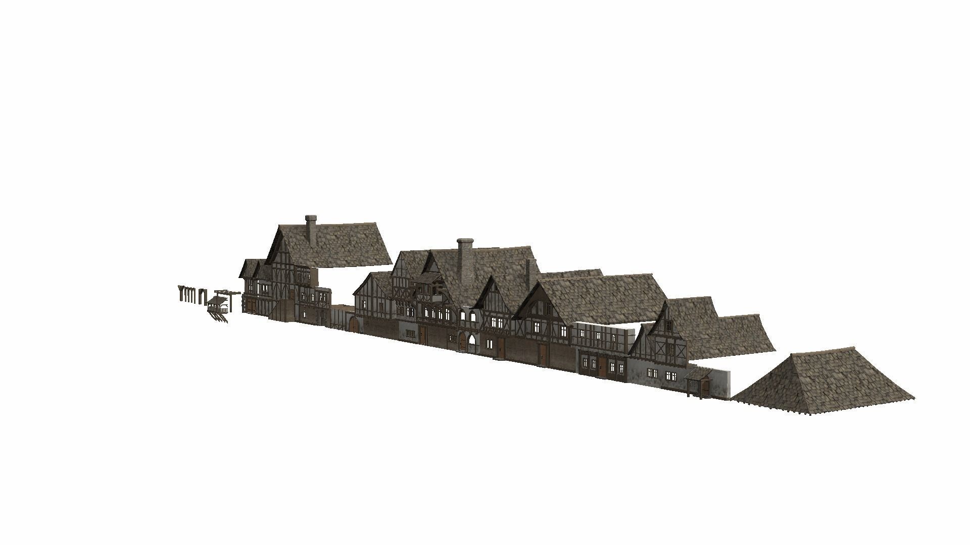 Modular Tudor Walls - Houses Low-poly 3D model_25