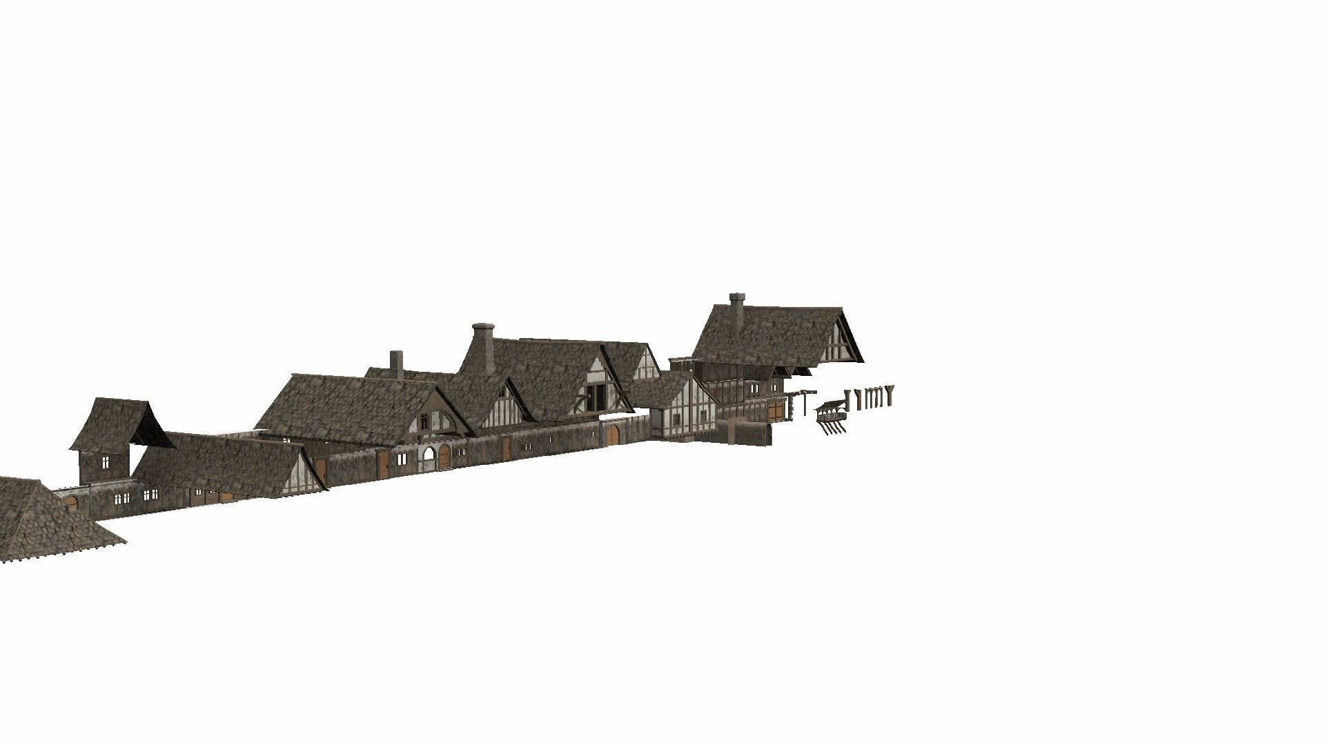 Modular Tudor Walls - Houses Low-poly 3D model_21