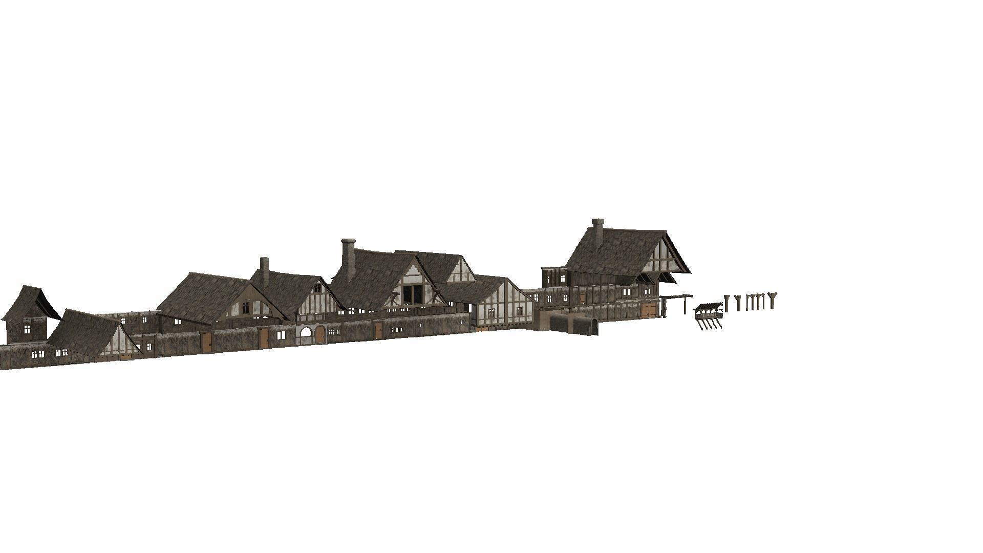 Modular Tudor Walls - Houses Low-poly 3D model_20