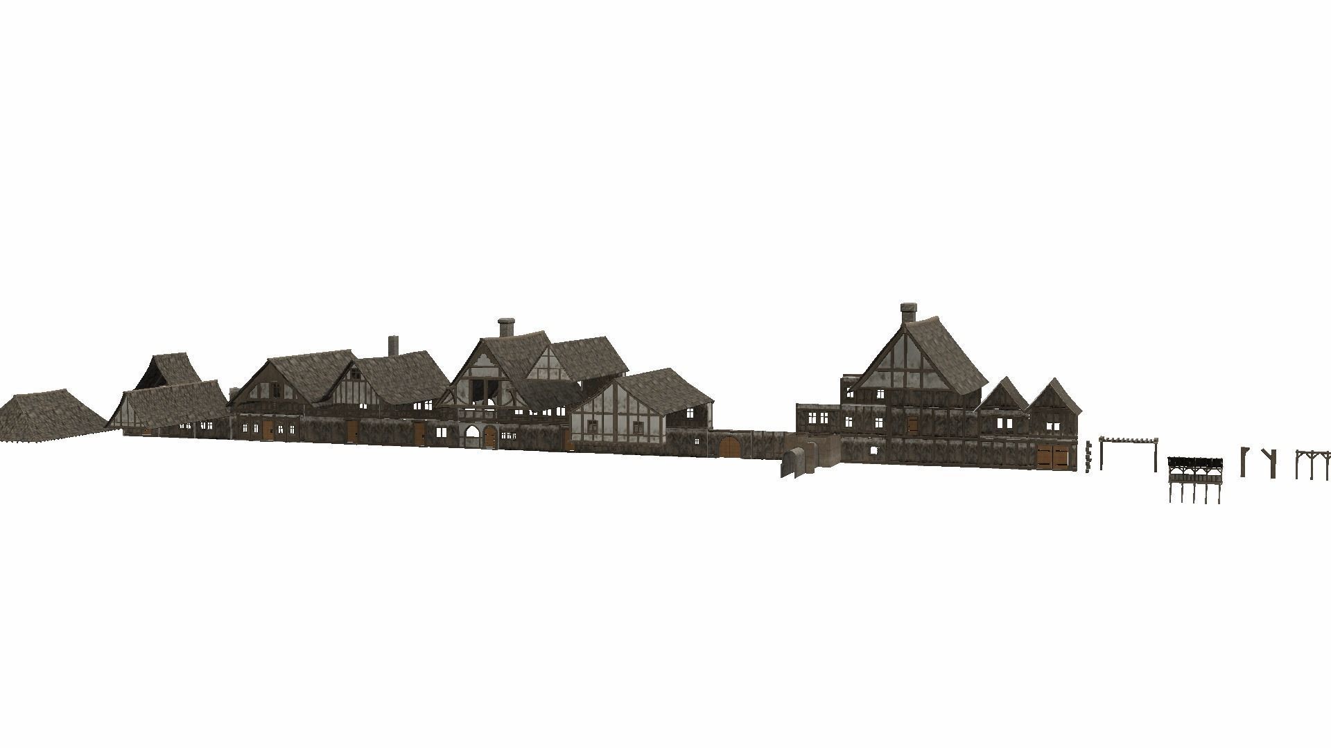 Modular Tudor Walls - Houses Low-poly 3D model_17