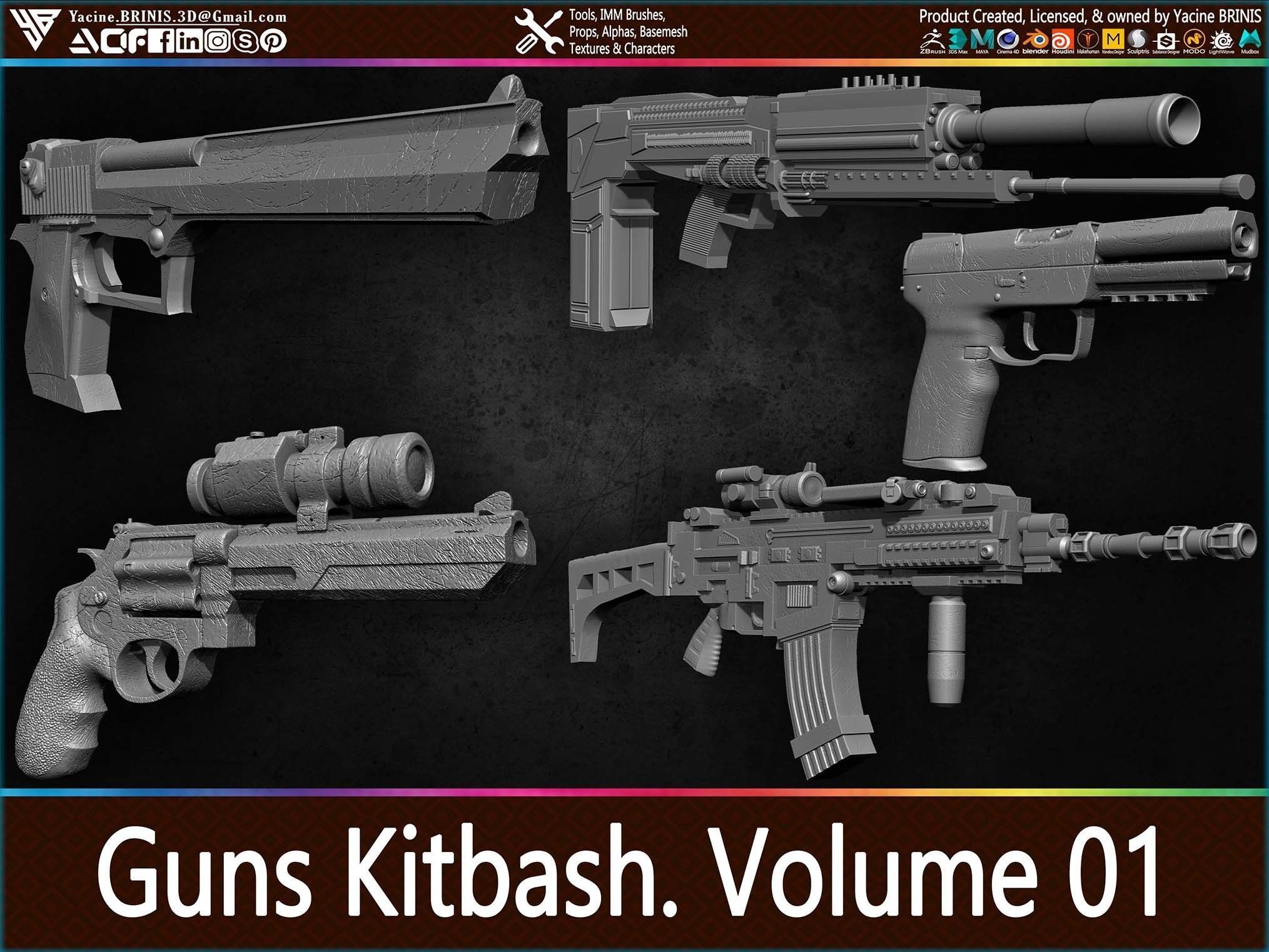3D model Guns Kitbash Vol 01 VR / AR / low-poly | CGTrader