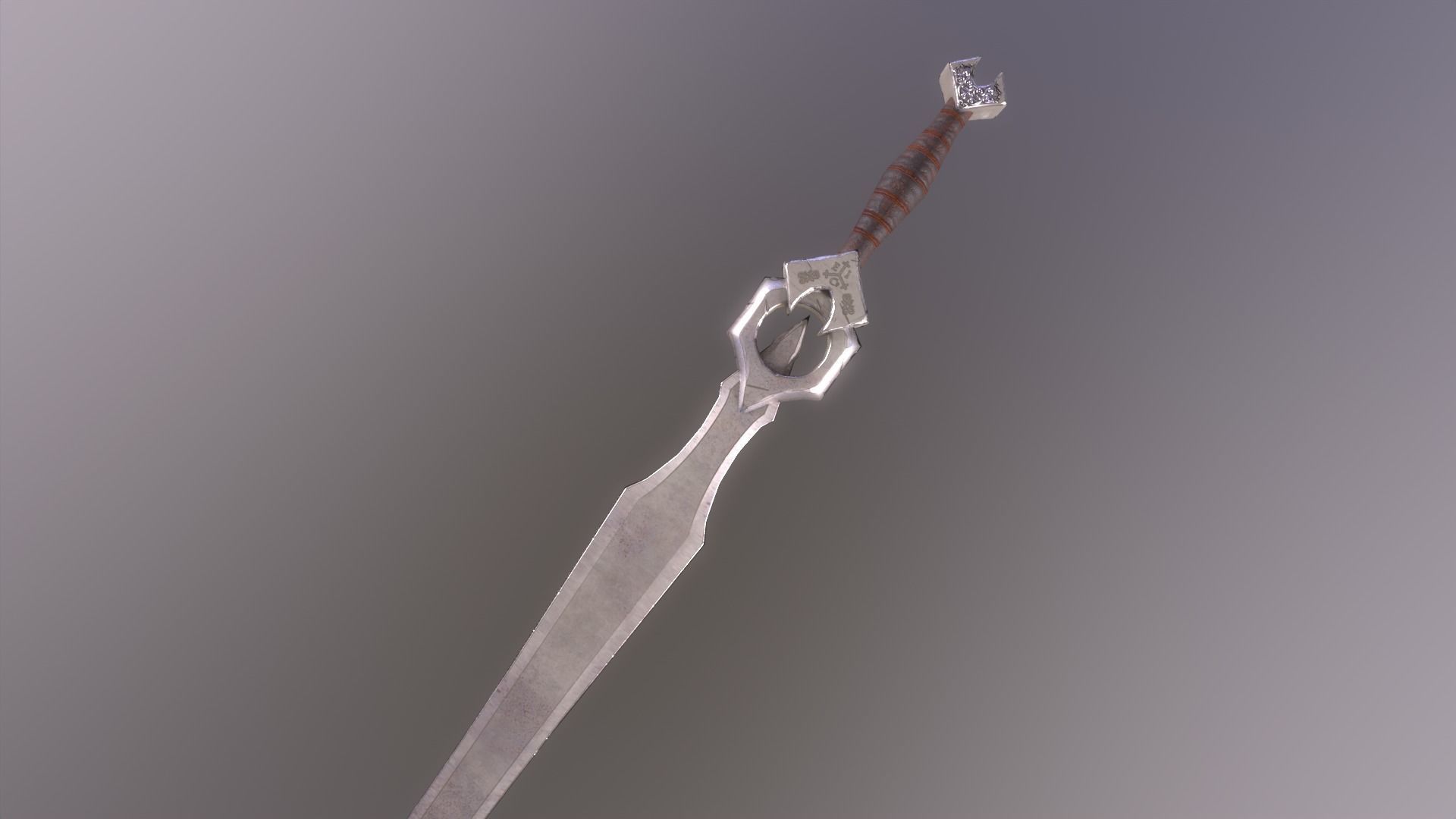 Knights sword Low-poly 3D model_5