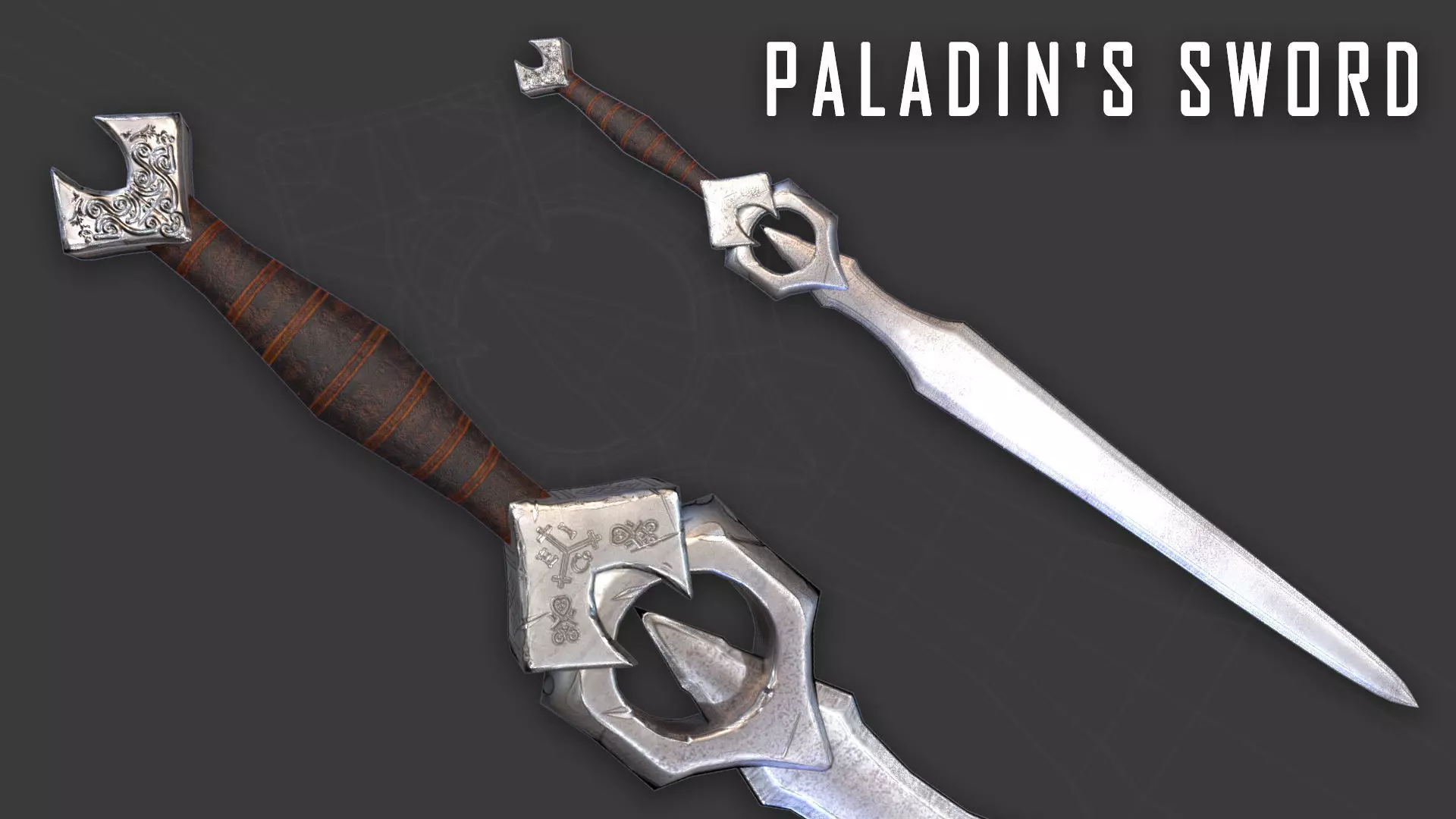 Knights sword Low-poly 3D model_0