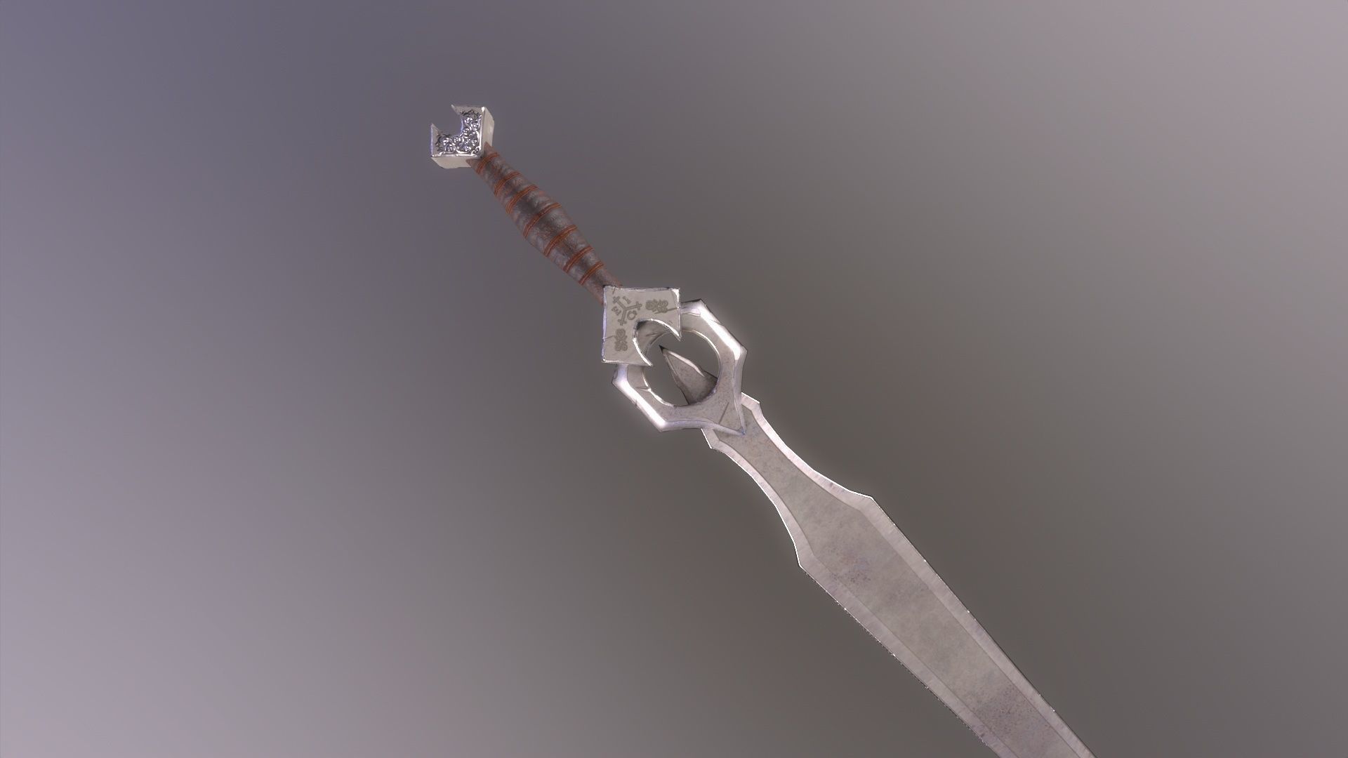 Knights sword Low-poly 3D model_7