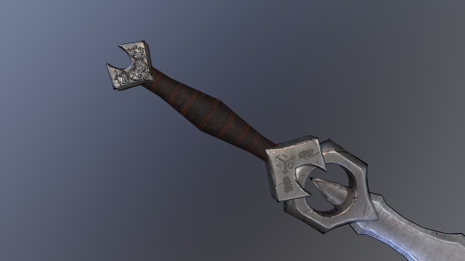 Knights sword Low-poly 3D model_4