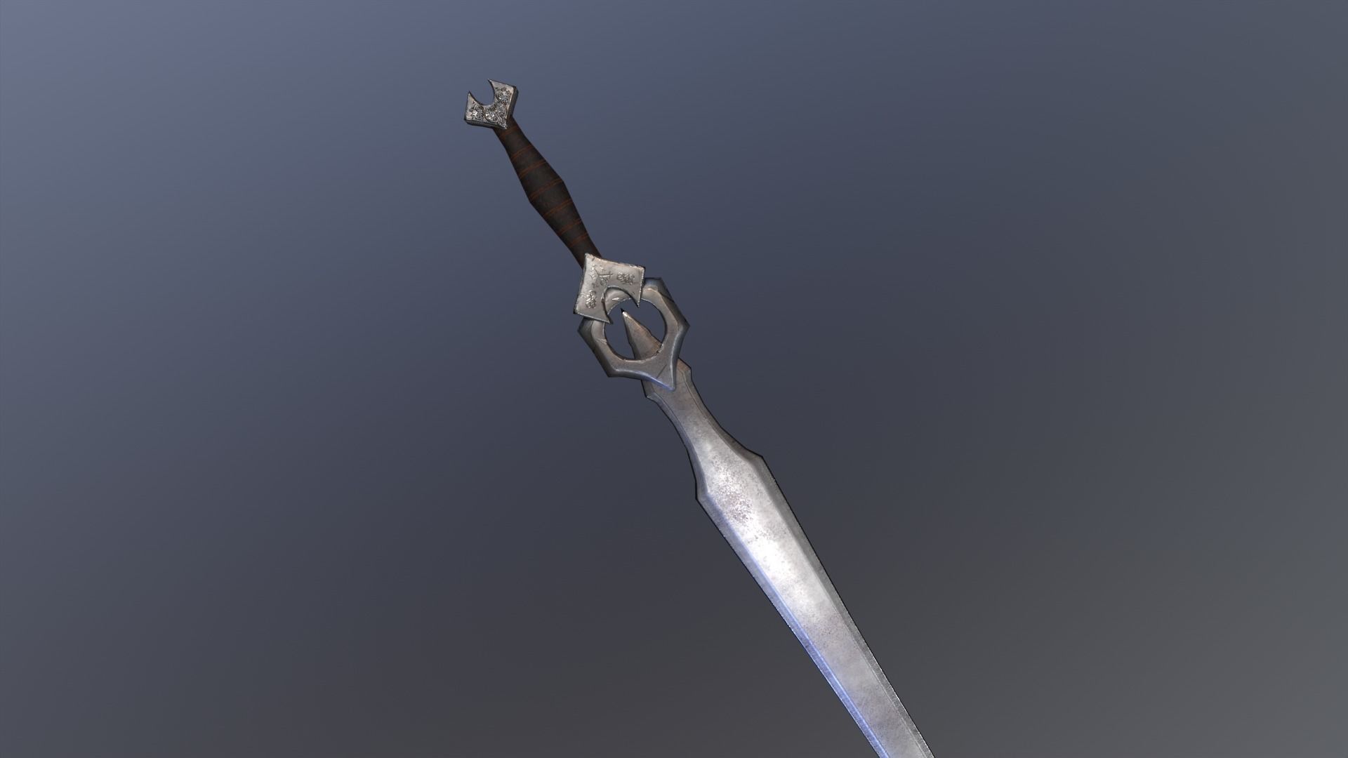 Knights sword Low-poly 3D model_8