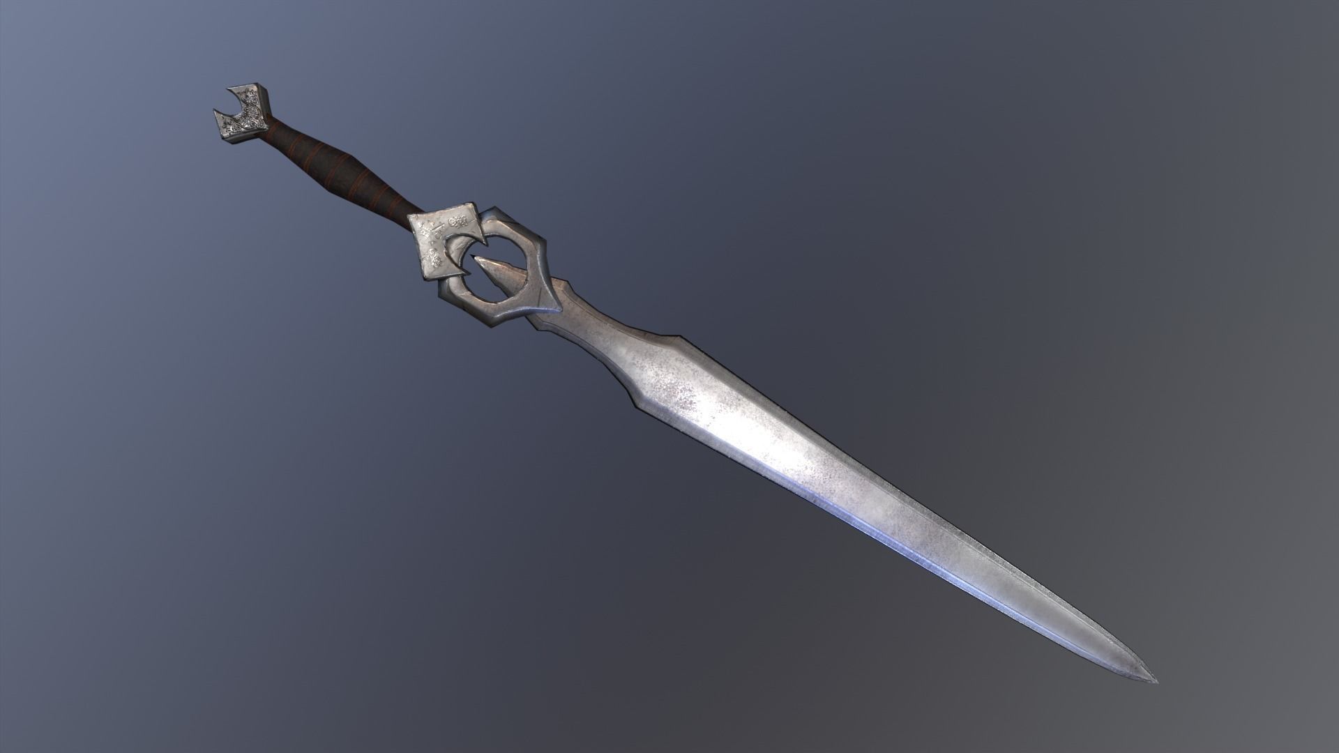 Knights sword Low-poly 3D model_24