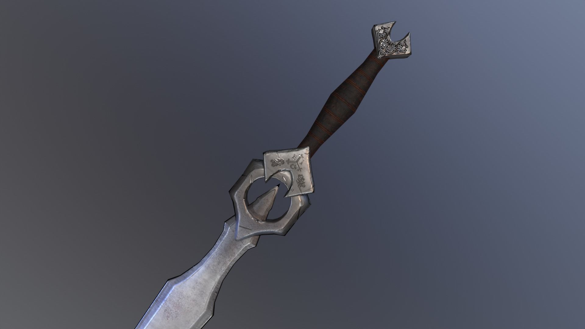 Knights sword Low-poly 3D model_27