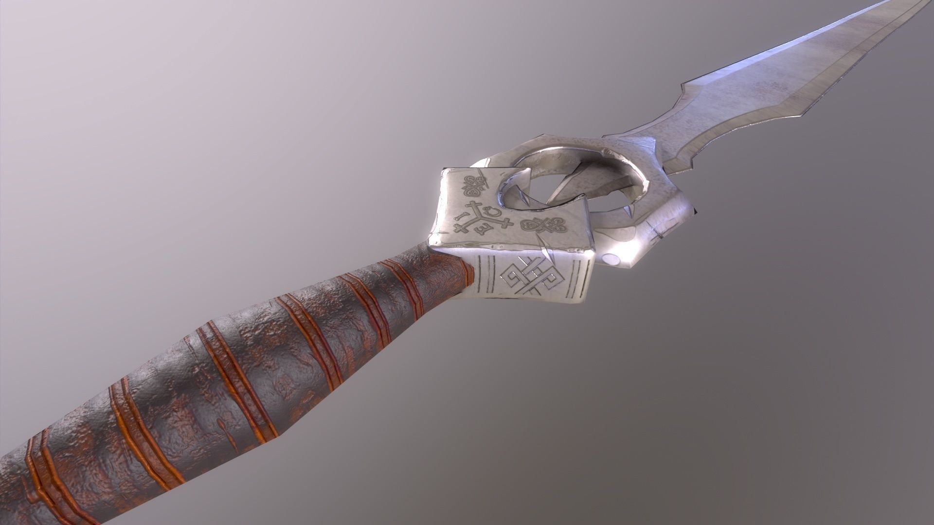 Knights sword Low-poly 3D model_6