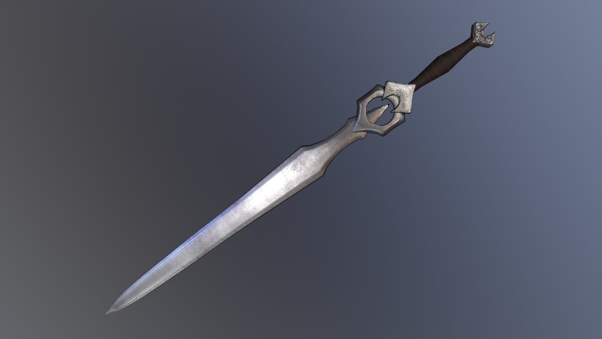 Knights sword Low-poly 3D model_2