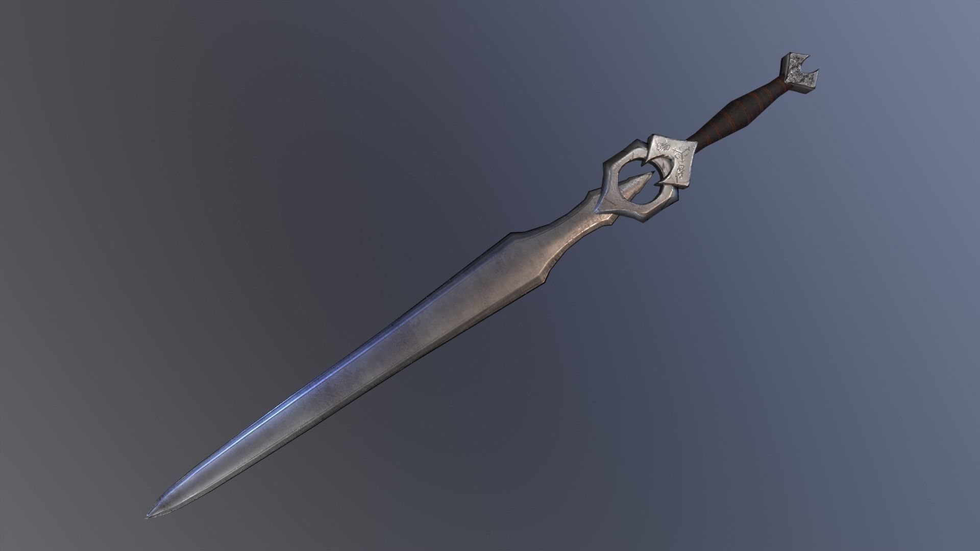 Knights sword Low-poly 3D model_10