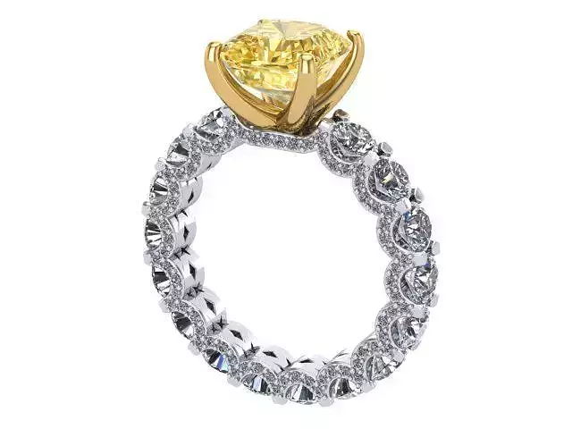 Yellow Cushion Cut Diamond Engagement Ring 