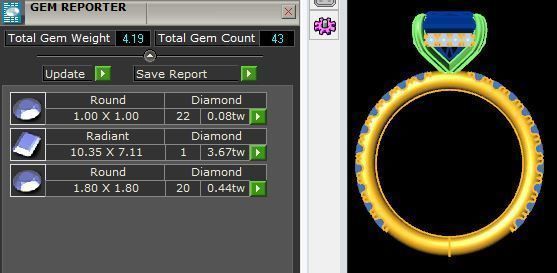 Radiant  Cut Diamond Engagement Ring 3D print model_5