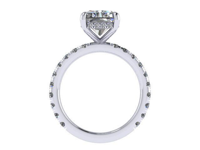 Radiant  Cut Diamond Engagement Ring 3D print model_3