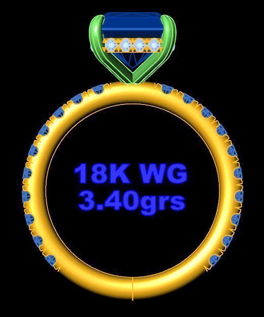 Radiant  Cut Diamond Engagement Ring 3D print model_4