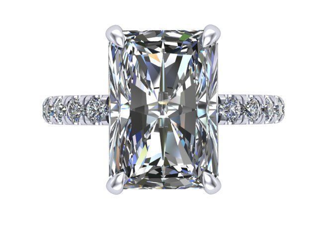 Radiant  Cut Diamond Engagement Ring 3D print model_1
