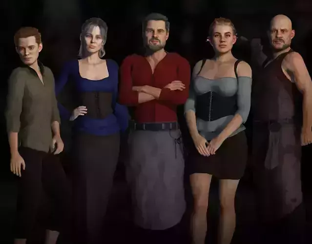 Fantasy Tavern Workers Clothing Bundle 3D Model Collection