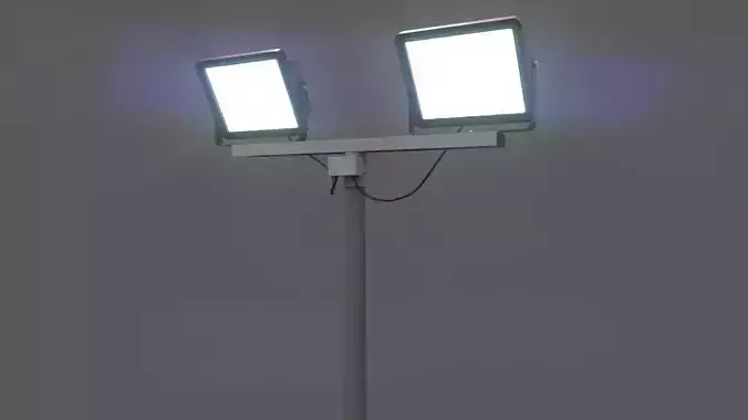 PBR LED Lamp Outdoor Floodlight Pole Low-poly 3D model