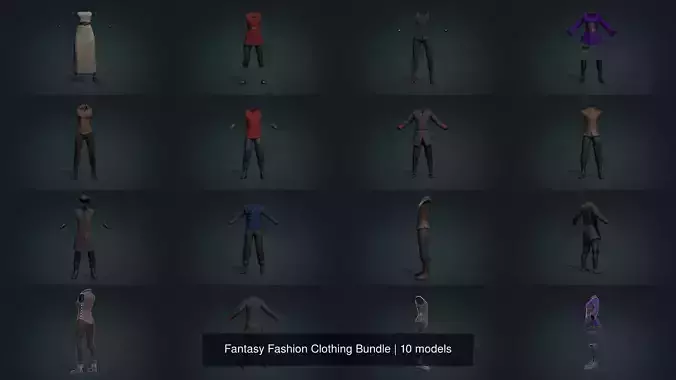 Fantasy Fashion Clothing Bundle 3D Model Collection