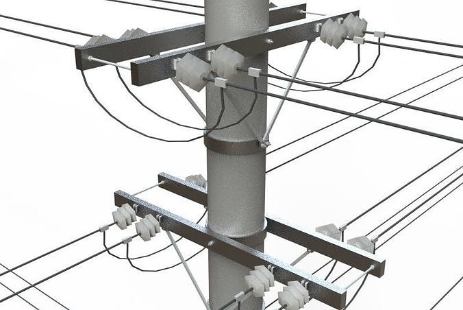 Utility Power Pole Electrical Distribution 3d model 3D model