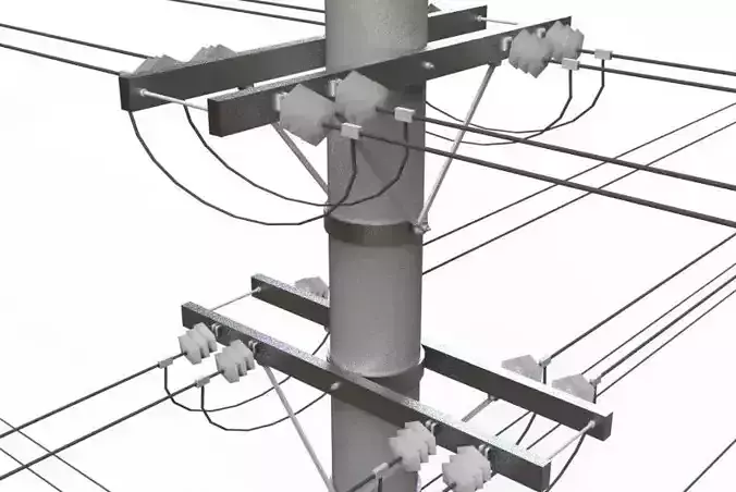Utility Power Pole Electrical Distribution 3d model