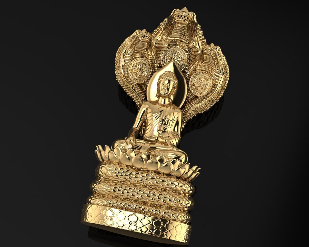 Three Head Dragon with Budha 3D print model_2