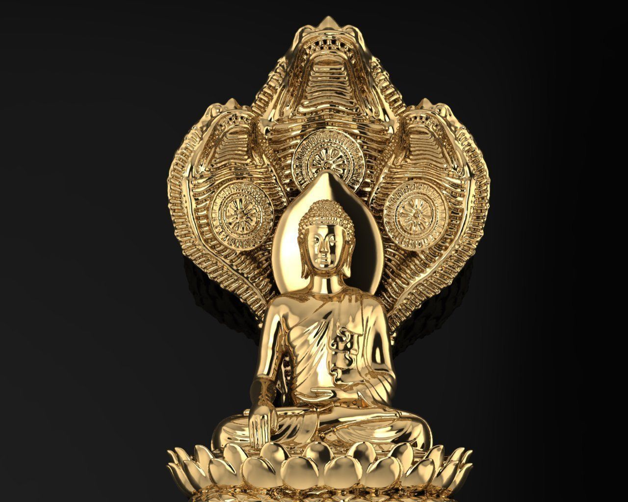 Three Head Dragon with Budha 3D print model_1