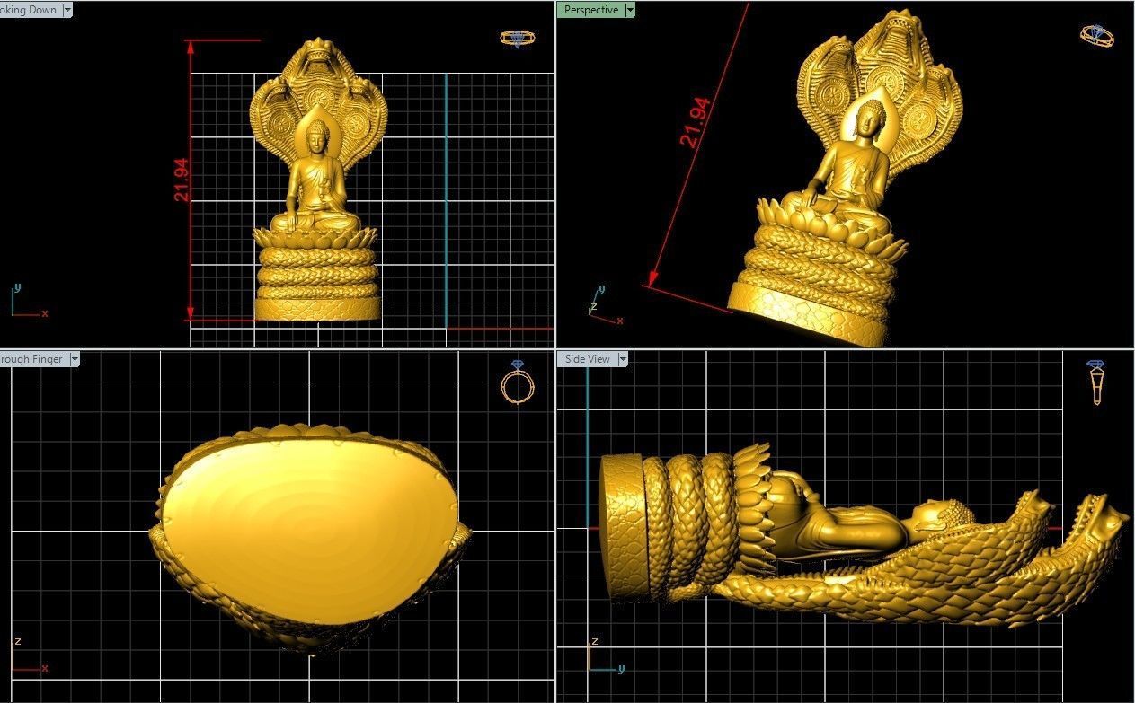 Three Head Dragon with Budha 3D print model_4
