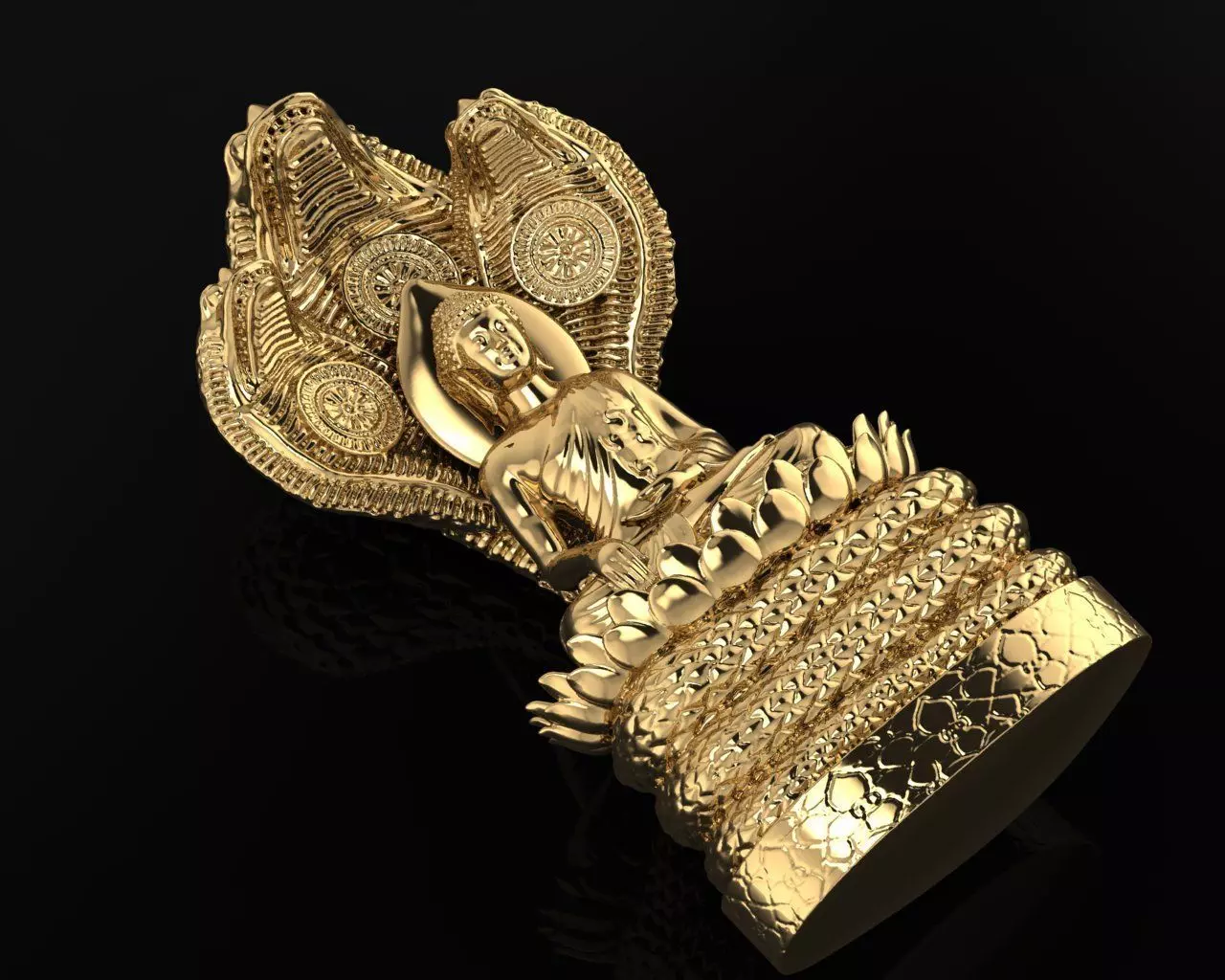 Three Head Dragon with Budha 3D print model_0