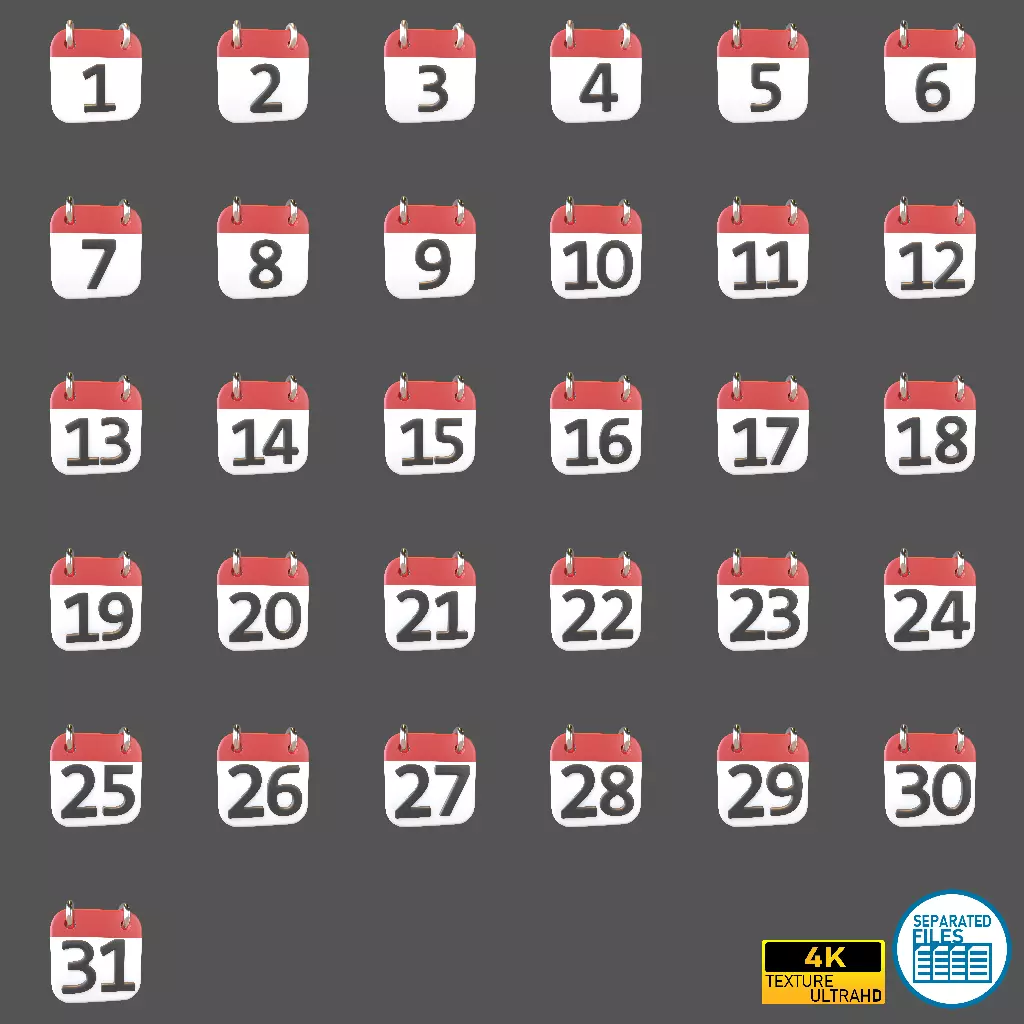 Calendar Icon Pack Vol 1 3D model_0