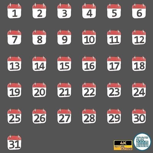 Calendar Icon Pack Vol 1 3D model