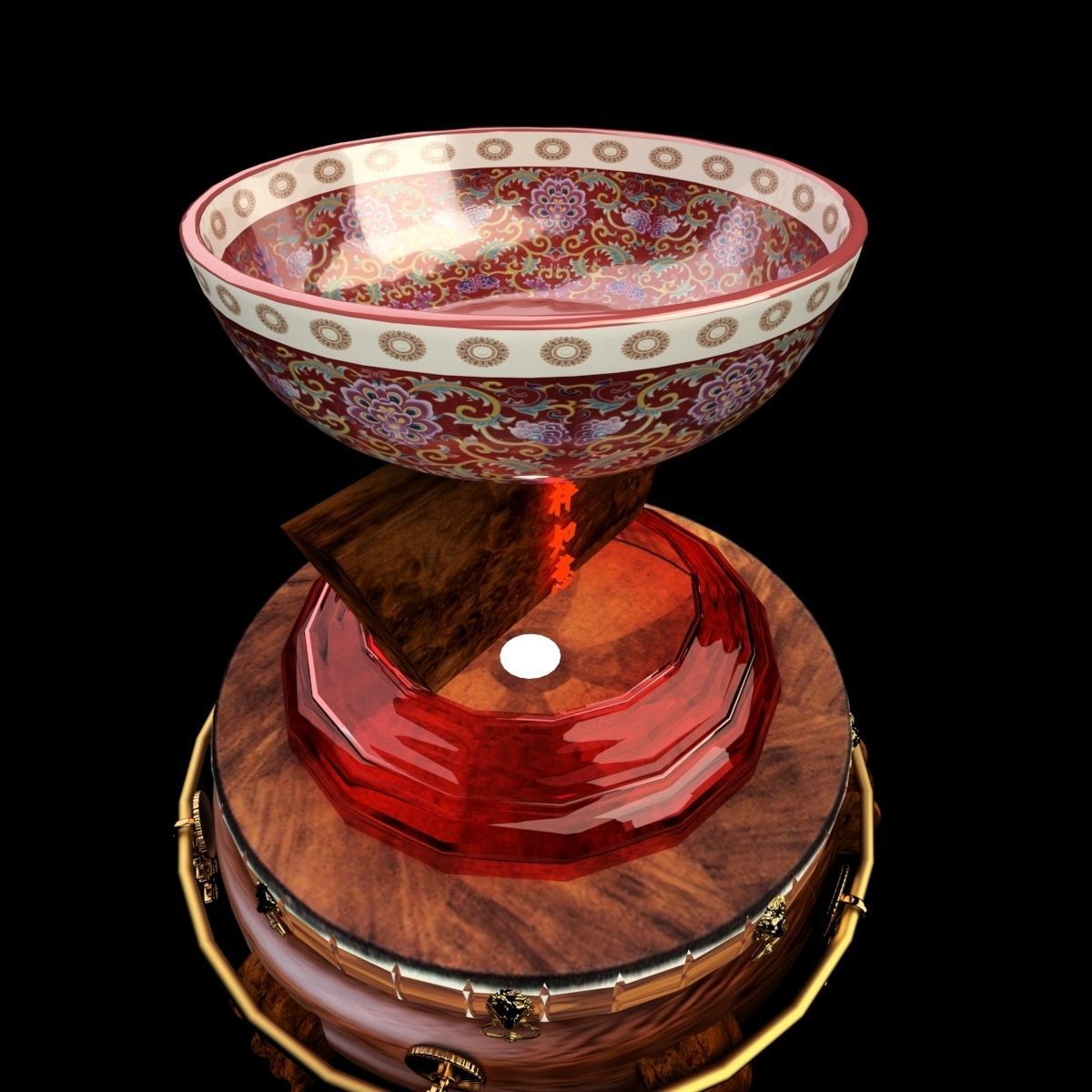 Chinese with display stand with bowel 3D model_3