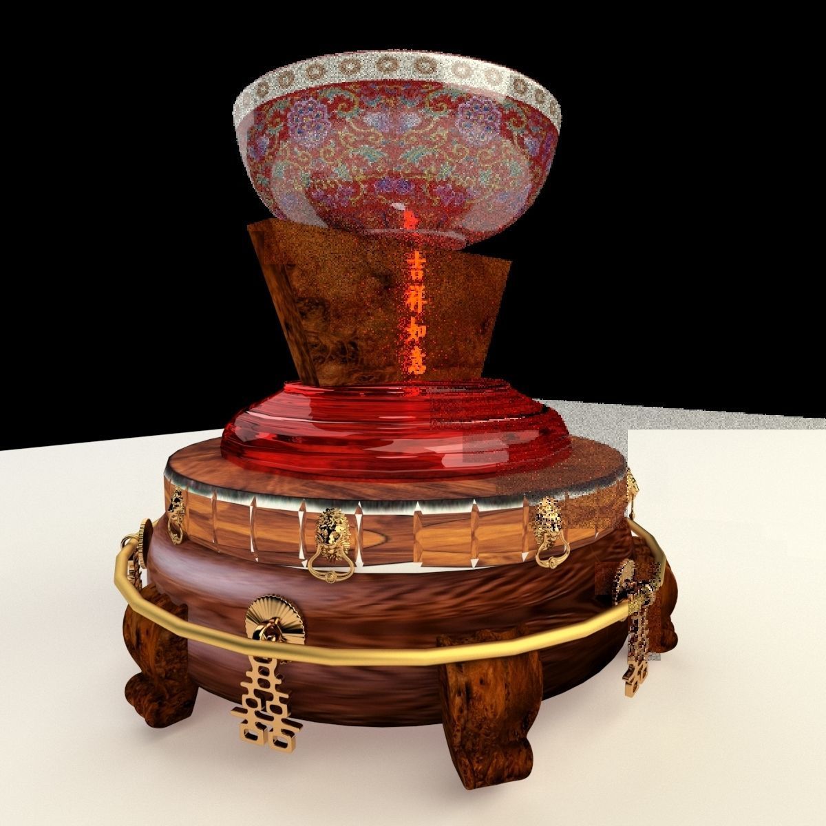 Chinese with display stand with bowel 3D model_1
