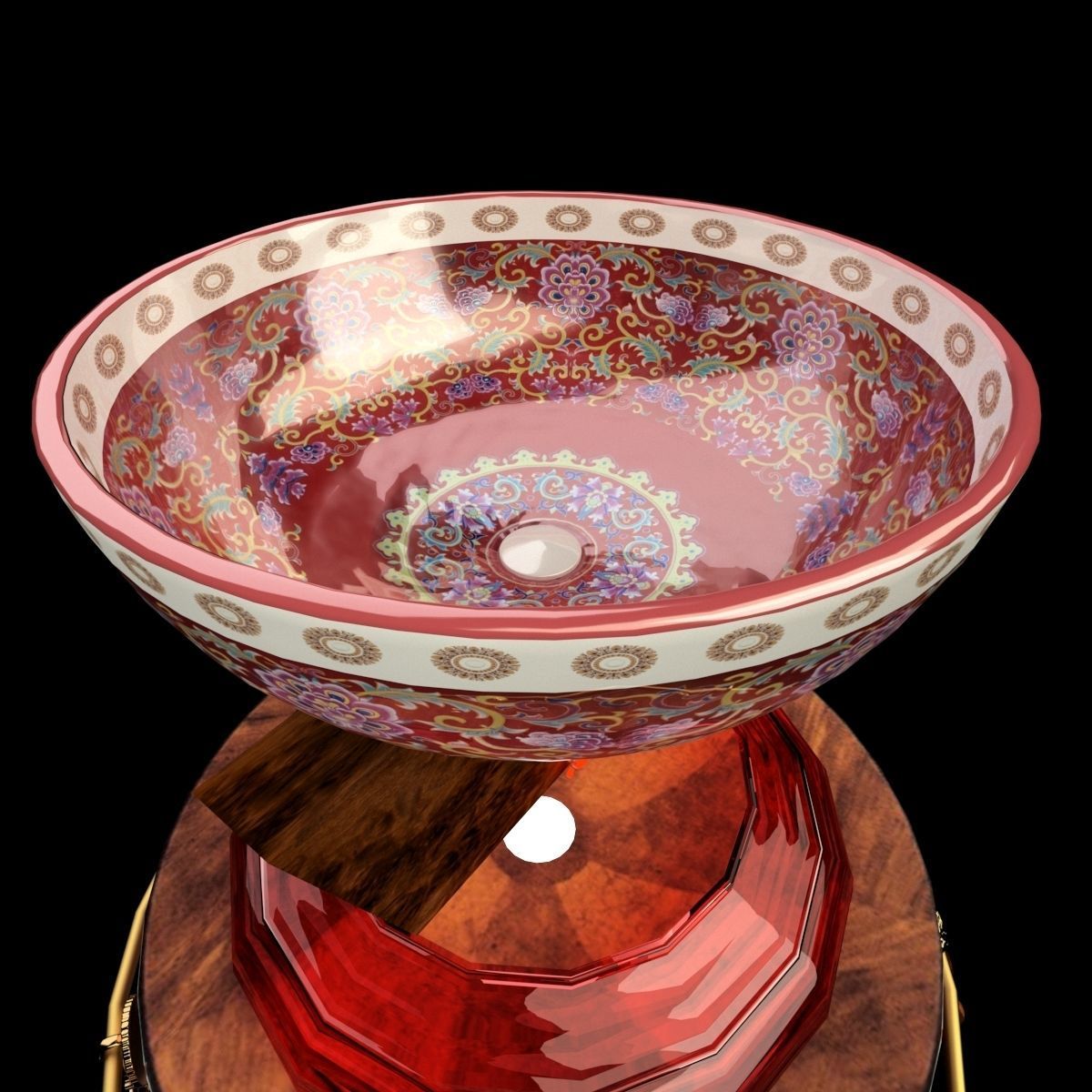 Chinese with display stand with bowel 3D model_4